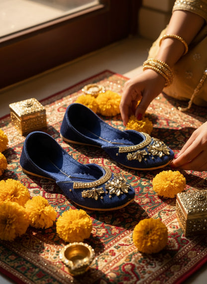 Maharani - Navy Blue Jutti