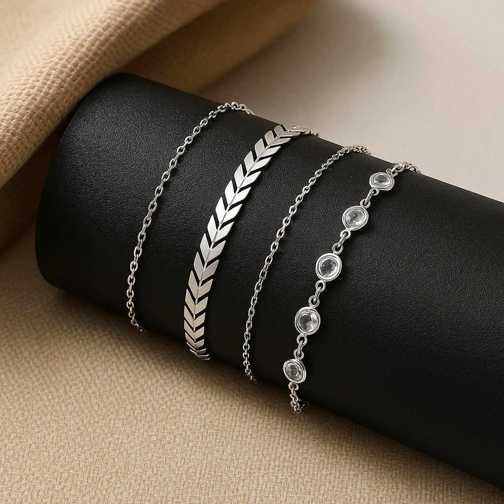 Auric Stack – 3-Piece Chain Anklets – Ujaala