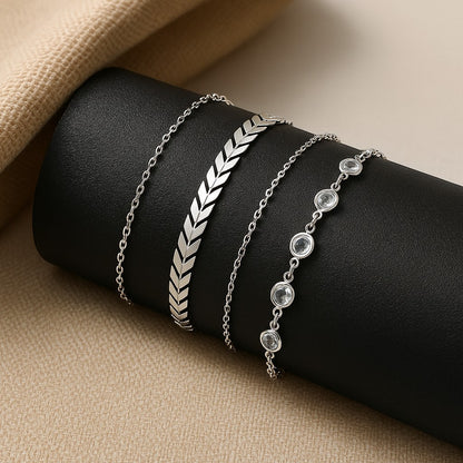 Auric Stack – 3-Piece Chain Anklets