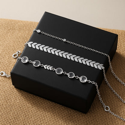 Auric Stack – 3-Piece Chain Anklets