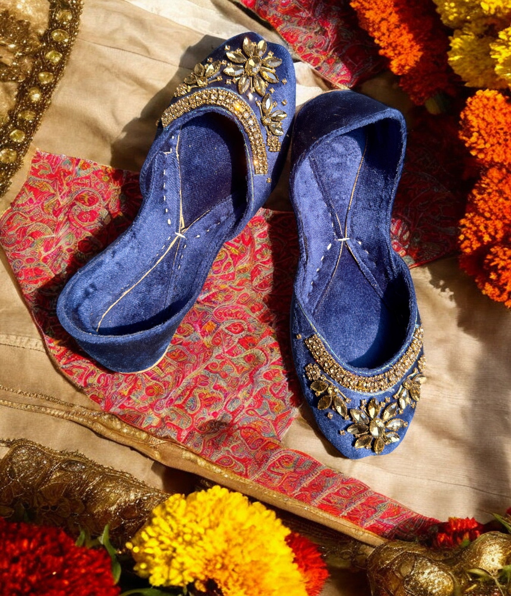 Handmade Navy Blue Khussa Jutti for Women Ujaala